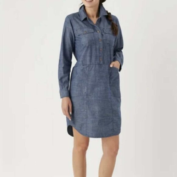Duluth Trading Co. Rootstock Chambray Dress size Large - Picture 1 of 7